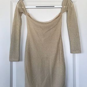 Champagne off the shoulder minidress